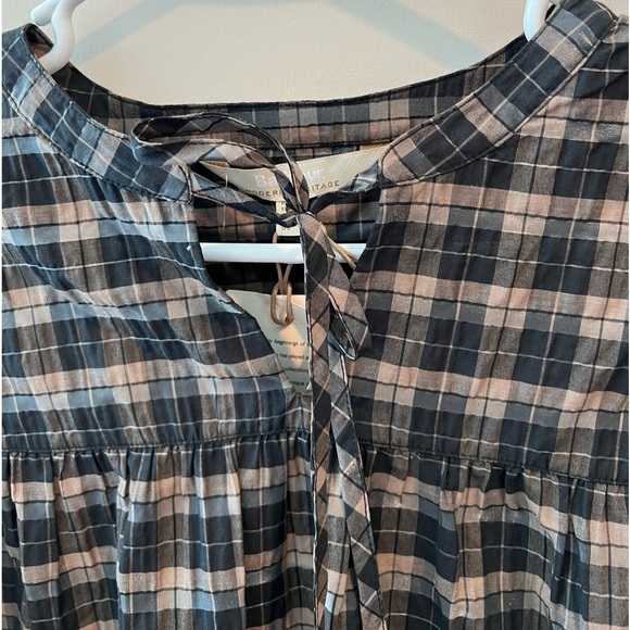 NWT BARBOUR Lorelie Seersucker Blouse in Praline Check Size 8 - Picture 2 of 14
